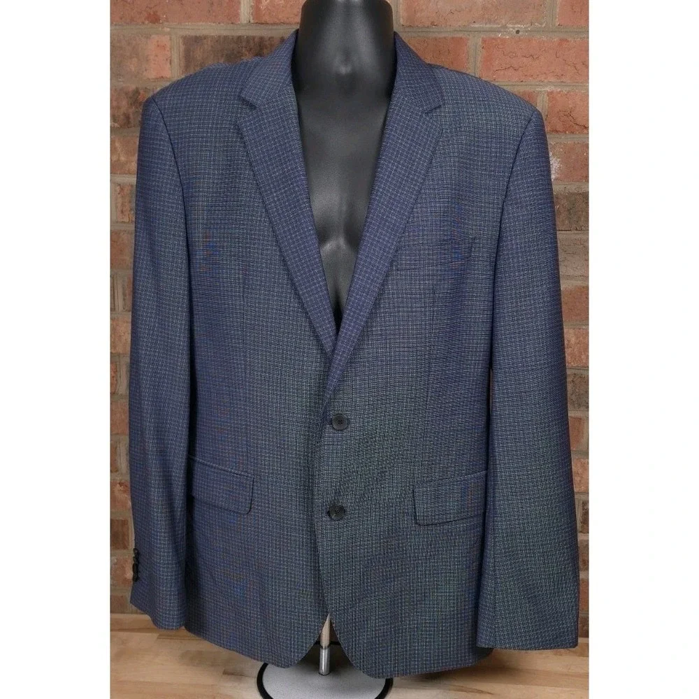 Hugo Boss The James 5 Blazer Jacket Size 42R Blue Check Wool 2 Button
